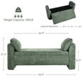 thumbnail image 6 of Usaint Upholstered Storage Bench, Padded Armrest Bedroom Bench for Bedroom, Entryway, Living Room, Green, 6 of 10
