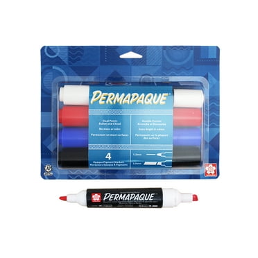 Sakura Permapaque Paint Markers - Assorted Colors - 1.2 & 5.5 mm Dual Point Markers Pens - 4 Pack
