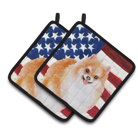 Pomeranian #2 Patriotic Pair of Pot Holders