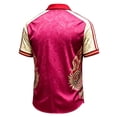 thumbnail image 3 of Mexico 2026 Soccer Cup Fan Jersey for Men, Button Down Short Sleeve Shirt with Winged Totem & Retro Print, Lightweight Breathable Stretch Athletic Top, 1 PC Blue XXXL, 3 of 5
