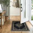thumbnail image 2 of ODIKA 2'x3' Washable Throw Rug Non-Slip, Low Profile, Flatwoven, Easy Care Farmhouse Speckled Featuring Traditional Scroll Desk Dining Under for Hallway, Study Room, 2 of 7