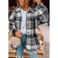 thumbnail image 3 of KISSMODA Women's Plaid Shirts Color Block Plaid Flannel Shacket Jacket Button Down Shirt Coat Tops, 3 of 6