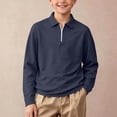 thumbnail image 5 of StSilkitty Kids Long Sleeve Golf Shirts Quarter Zip Collared School Uniform Dress Shirts Lightweight Soft Comfy Tees, 5 of 9