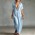 thumbnail image 5 of Sokhug Women's Maxi Shirt Summer Dresses Turn Down Collared Short Sleeve Embroidered Loose Tunic Dress with Pockets, 5 of 6