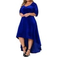 thumbnail image 2 of DARING DIVA Plus Size Velvet V Neck Sequin Sleeve High Low Hem Dress 2X Royal blue, 2 of 6