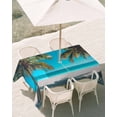 thumbnail image 2 of Outdoor Tablecloth with Umbrella Hole, Ocean Beach Spillproof Waterproof Outdoor Table Cover, Summer Coconut Coastal Sea Landscape Patio Tablecloths for Party Picnic Camping, Rectangle 60"x102", 2 of 9