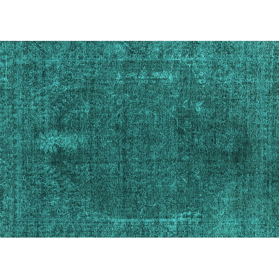 Ahgly Company Indoor Rectangle Oriental Turquoise Blue Industrial Area Rugs, 6' x 9'