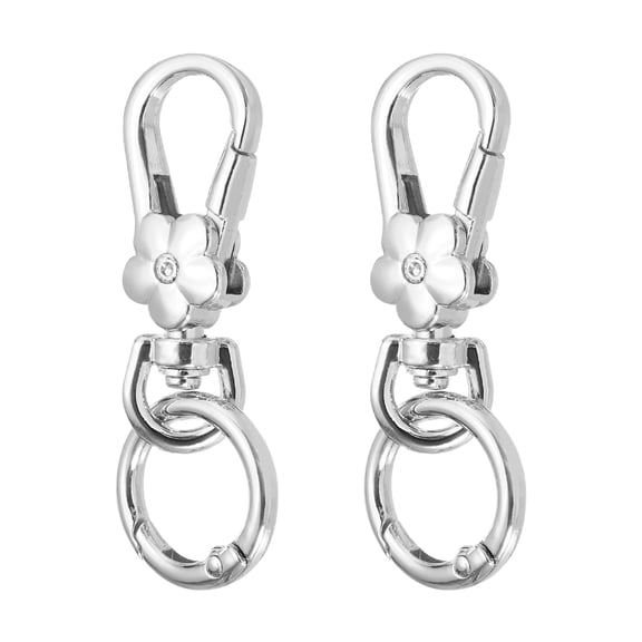 Uxcell 2Pack Swivel Clasp Clip, Detachable Lobster Clasps with O Shape Keychain Clip Quick Release Key Ring for Jewelry Crafts Making Keychain Backpack, Silver