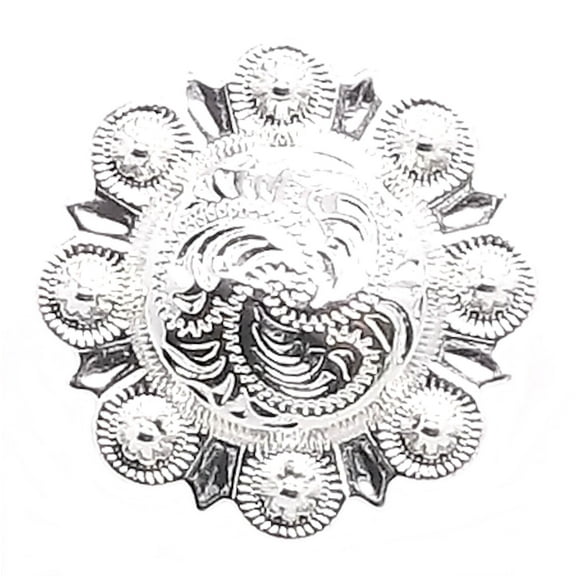 Small Sheridan Carving Concho Snap Cap Nickel 3/4" 1265-94