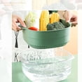 thumbnail image 5 of Plastic Strainer 2 Layers Safe Durable PET Hollow Design Wide Application Food Strainer Transparent Dark Green, 5 of 5