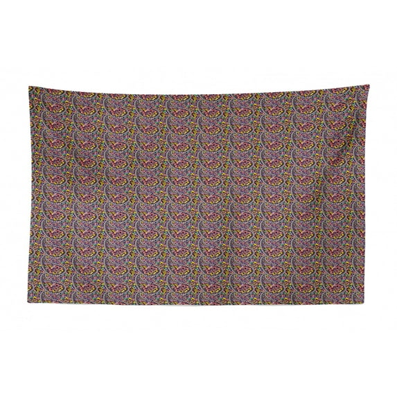 Mosaic Tapestry, Colorful Dotwork Heart and Various Forms Pattern Geometrical Abstract, Fabric Wall Hanging Decor for Bedroom Living Room Dorm, 2 Sizes, Dark Lavender Multicolor, by Ambesonne