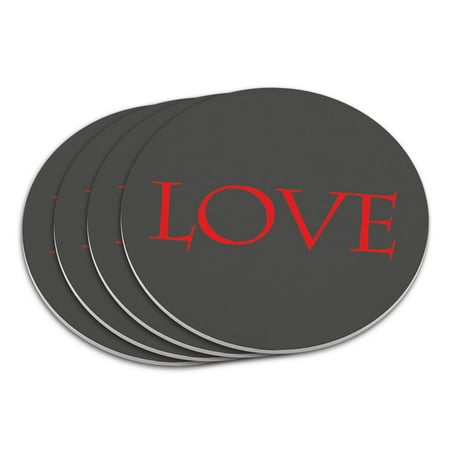 

Love Script Red Gray Wedding Anniversary Coaster Set