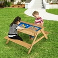 thumbnail image 4 of Gymax 3 in 1 Kids Picnic Table Wooden Outdoor Water Sand Table w/ Play Boxes, 4 of 8