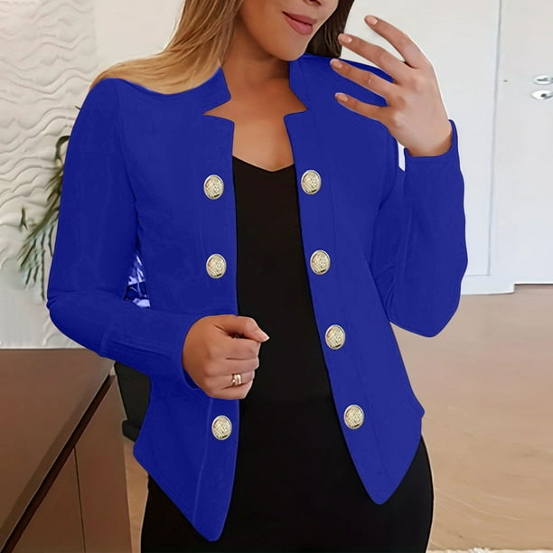 Chaqueta y abrigo informal de manga larga sin capucha para mujer, de color liso, informal, de manga larga, tipo cárdigan, para mujer
