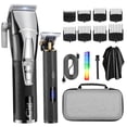 thumbnail image 1 of yeacher Ensemble de Tondeuse à Cheveux à Double Usage avec Écran LCD pour Hommes, Trousse de Soins Rechargeable par USB avec Peignes de Coiffage, Options Noir et Or, Conception 2-en-1 pour la Maison, 1 of 7