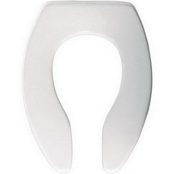 Bemis 3155SSCT000 Elongated Open Front Less Cover Commercial Plastic Toilet Seat with STA-TITE Self-Sustaining Check Hinge & DuraGuard, White