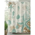 thumbnail image 2 of Fsddascl Aqua Coastal Starfish Shower Curtain Set - 72" x 78" Washable Bathtub Curtain with 12 Hooks, Farmhouse Nautical Seahorse Coral Waterproof Fabric Stall Shower Curtains for Bathroom/Bathtub, 2 of 6