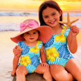 thumbnail image 4 of Grblisyd Girls One Piece Swimsuits Flutter Sleeve Hawaiian Beach Sport Swimwear Kids Crew NeckBathing Suit 8 Years, 4 of 6