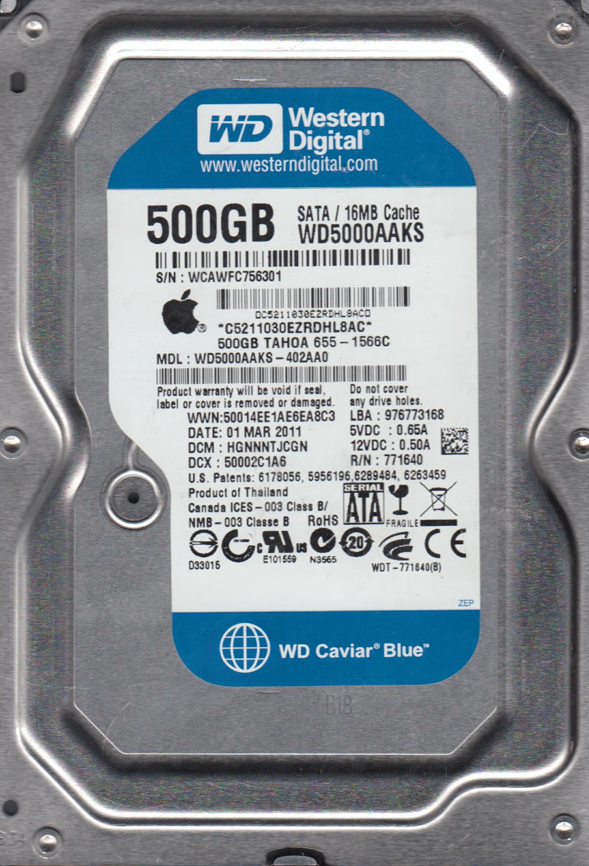WD5000AAKS 402AA0 DCM HGNNNTJCGN Western Digital 500GB SATA 3 5 Hard 