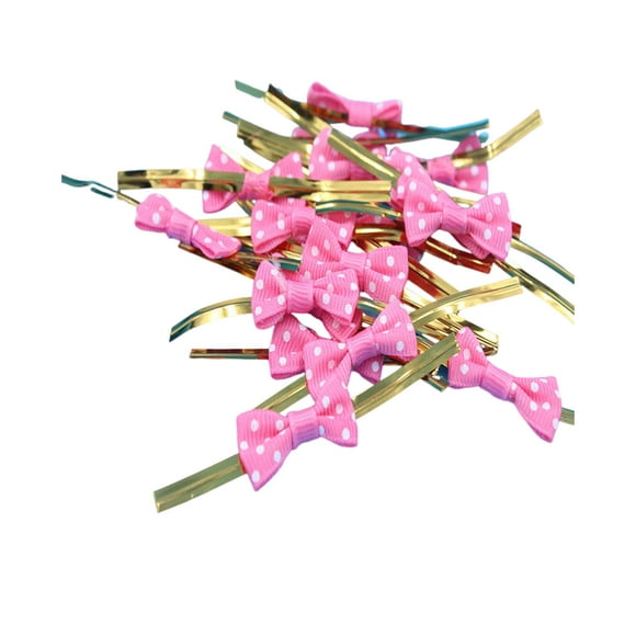 Toystoory 100 unids/set bridas de alambre plateado sujetadores metálicos para bolsas de sándwich y pan envoltorio de pajarita dorado Artesanía rosa 100 piezas
