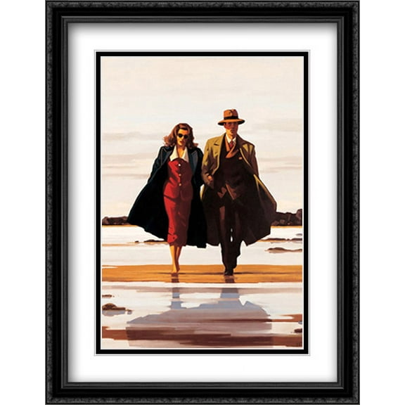The Road to Nowhere 2x Matted 24x32 Large Black Ornate Framed Art Print by Jack Vettriano