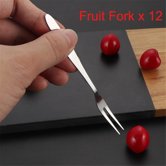 Stainless Portable Small 12pcs Fork Fruit Cake Tableware Forks Steel Kitchen Dining Bar 12PCS
