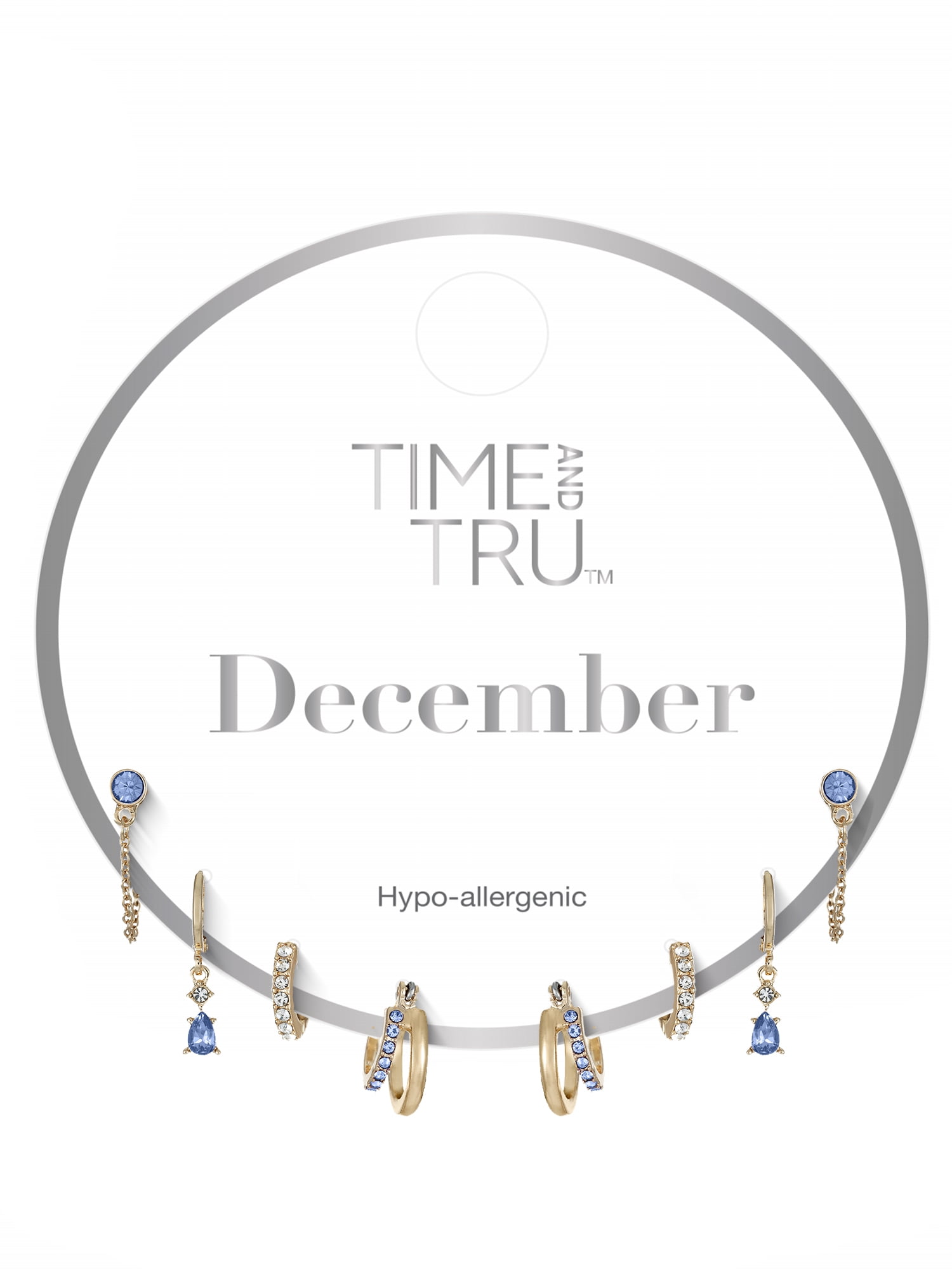 Time and Tru Goldtone Hoop and Dangle "December" Earring Set, 4 Pairs