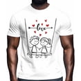 thumbnail image 2 of Camisetas para hombre, camiseta de algodón con cuello redondo y diseño de corazones en forma de pareja, manga corta, para San Valentín, con corazones rojos., 2 of 8