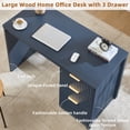 thumbnail image 5 of Joaxswe 48" Fluted Executive Desk, Modern Wood Home Office Desk with Storage Cabinet & File Drawer, Writing Study Computer Table for Work Study, Navy, 5 of 12
