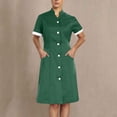 thumbnail image 1 of KIHOUT Robe de Travail pour Femmes, Col à Revers, Boutons devant, Décontractée, avec Poches, 1 of 6