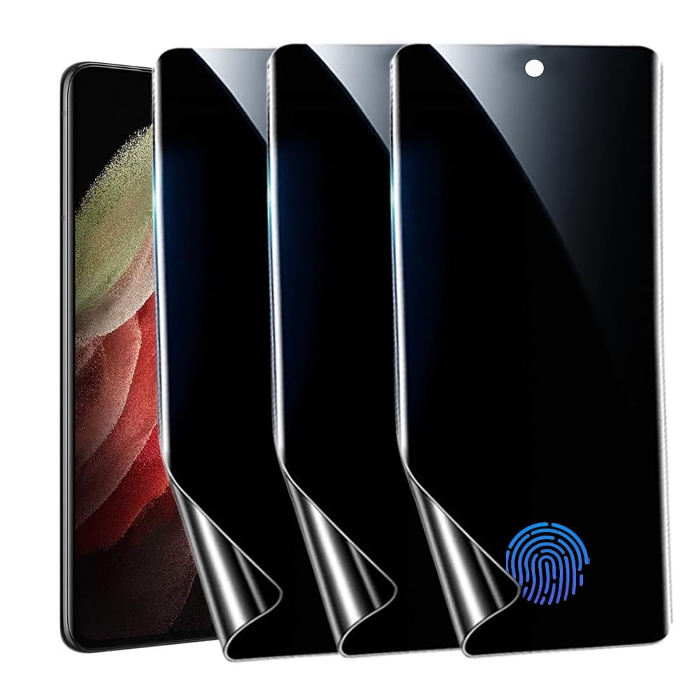 ZYQEEE [3 Pack] Privacy Screen Protector for Samsung Galaxy S21 Ultra 5G,Supports Fingerprint Unlock, Anti-Spy Flexible TPU Screen Protector for Samsung S21 Ultra 6.8-inch