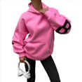 thumbnail image 2 of Sudaderas con Capucha de Moda para Mujer, Sudaderas Holgadas de Gran Tamaño, Camisetas de Larga, Corte Holgado. Rosa Roja M, 2 of 8