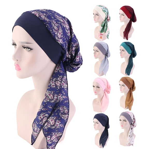 TELOLY Headwear Turbans for Women Long Hair Head Scarf Headwraps Cancer Hats