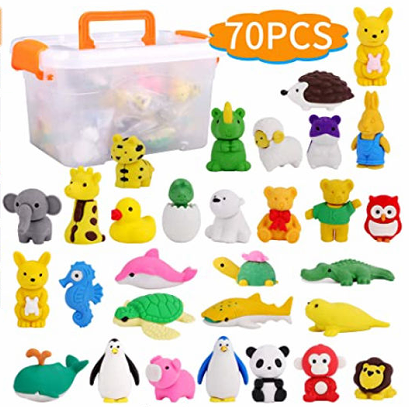 35 Pcs Animal Pencil Erasers Bulk Kids Puzzle Eraser Toys for School Supplies Classroom Prizes Carnival Gifts,Party Favors 
