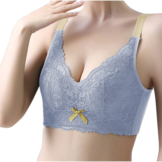 Women's Plus Size Wireless Bra, Adjustable Breathable Lace Thin Cup Seamless Full Coverage Comfort Support for Everyday Wear