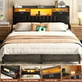 thumbnail image 6 of Aheaplus Queen Headboard with Drawer Storage and RGB LED Light, Queen Size Upholstered Headboard with Charging Station and Bookcase, for Bedroom/Dorm Room/Guest Room, Black Oak, 6 of 7