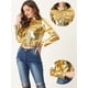 thumbnail image 2 of Chaqueta recortada metálica para mujer Chaquetas holográficas de motorista brillante con cremallera y cuello levantado Oro L, 2 of 4