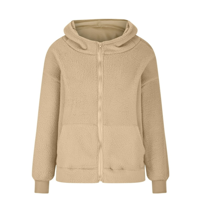 Fall Clearance Sale! RQYYD Womens Cute Bear Ear Sherpa Fleece Lined Hoodie  Jackets Zip Up Sherpa Lined Warm Oversized Fluffy Coat Plush Flannel with  Pocket (Beige,3XL) - Walmart.com