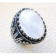 thumbnail image 4 of Rainbow Moonstone Mens Ring, Natural Blue Fire Rainbow Moonstone, Silver Jewelry, 925 Silver Ring, Birthday Gift, Heavy Mens Ring, Arabic Design, Ottoman Style Ring, Christmas, Turkey Mens Signet Ring, 4 of 6