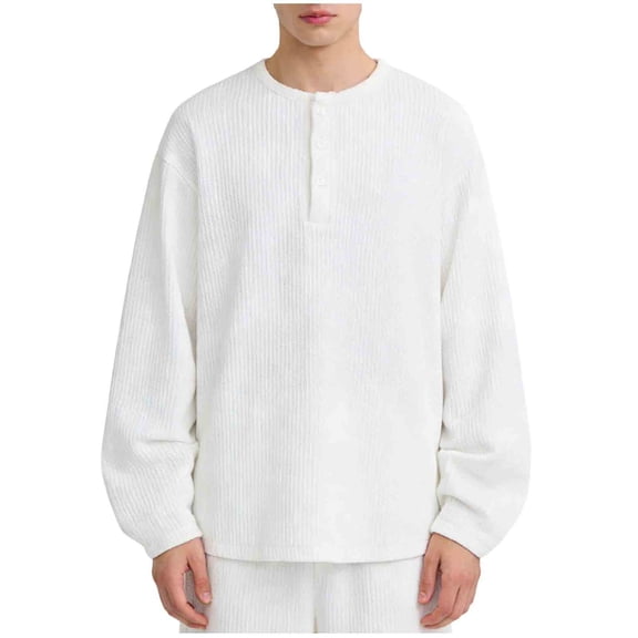Long Sleeve Shirts for Men, Mens Henley Shirts Long Sleeve Button Waffle T-Shirt Lightweight Men's Top
