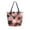 Coral and Black Tie-dye Pattern, variant on Open Top Canvas Tote Bag with Zipper Reusable Shopping Bag 13.5x15" Roomy Carryall Blue Squares and Shapes