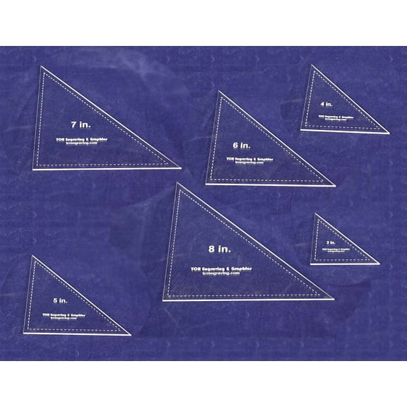 Triangle Templates. 3", 4", 5", 6", 7", 8" - Clear 1/8"
