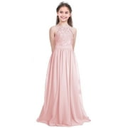 Girls Lace Chiffon Flower Girl Dress for Pageant Wedding Birthday Party