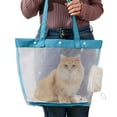 thumbnail image 6 of Nylon Mesh Transparent Cat Carrier, 26.3x12.6x7in Sky Blue/Gray - Foldable Portable Bag with Ventilation, for Travel & Outdoor Use, 6 of 6