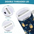 thumbnail image 3 of Yayeee 40oz Stainless Steel Tumbler with Straw and Handle Double-Wall Insulated Travel Water Bottle, Blue Fireflies Pattern, 3 of 8