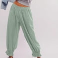thumbnail image 5 of RYRJJ Women's Pants Wide Leg Trousers Low Rise Loose Baggy Elastic Waist Trousers Fall Casual Slouchy Streetwear Y2K Trousers with Pockets(Green,XXL), 5 of 9