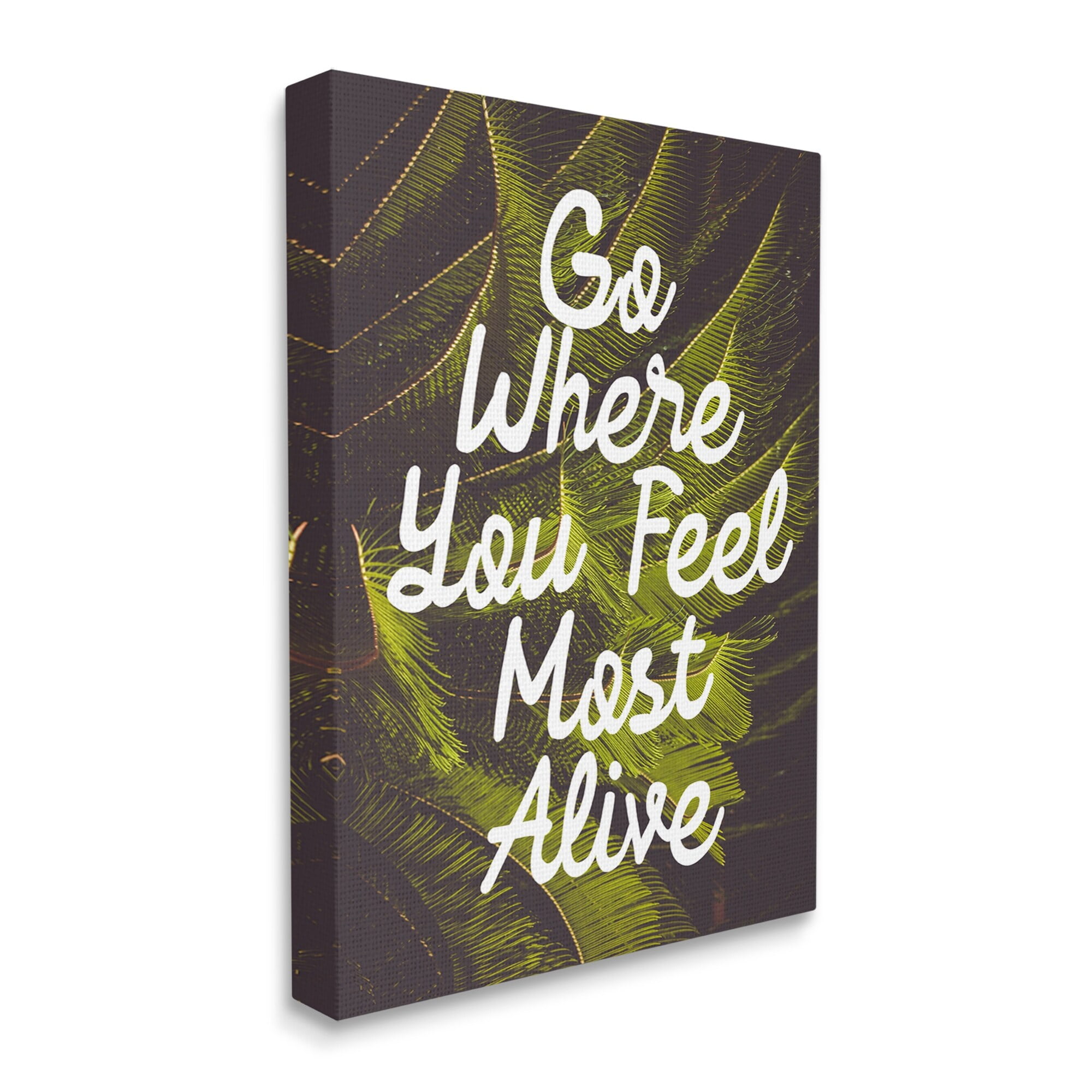 Stupell Industries Encouraging Life Calligraphy Quote Botanical Plant Leaf Graphic Art Gallery Wrapped Canvas Print Wall Art, Design by Daphne Polselli
