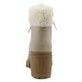 thumbnail image 3 of Soda Women Chunky Thick Heels Lug Sole Faux Fur Ankle Combat Boots Lace Up Side Zipper Booties Keynote-S Beige Sand Nubuck 8.5, 3 of 4