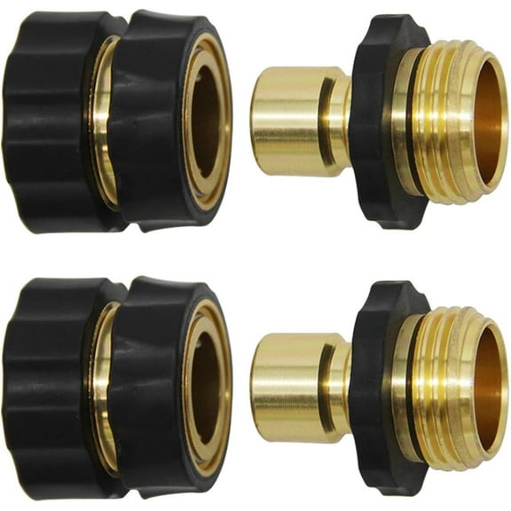 Twinkle Star 3/4 Inch Garden Hose Fitting Quick Connector Male and Female Set, Garden Hose Adapter, Quick Connect Hose Fittings, Garden Hose Connector, Hose Attachment