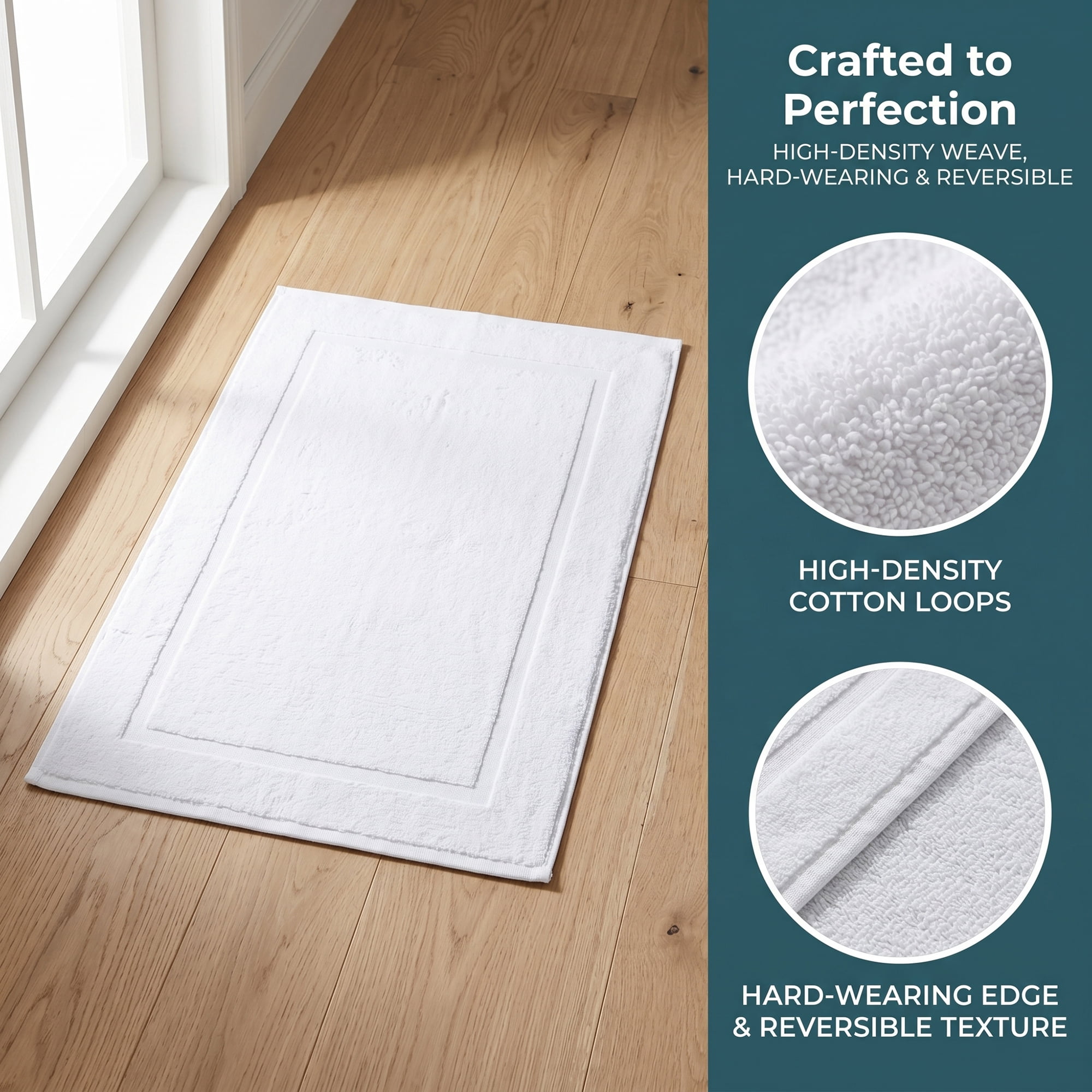 Unique Bargains Luxurious Cotton Bath Rug with Geometric Square Pattern White 32"x20"